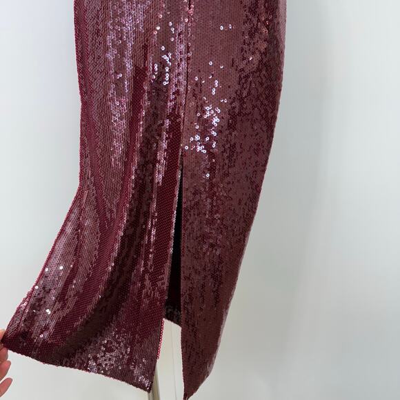 Rebecca Vallance Zelda Bow-Detailed Sequined Midi Dress Red US 4 - Picture 10 of 13